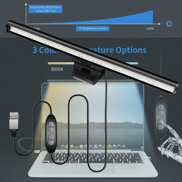 Lámparas de escritorio USB regulables, para pantalla de ordenador portátil.