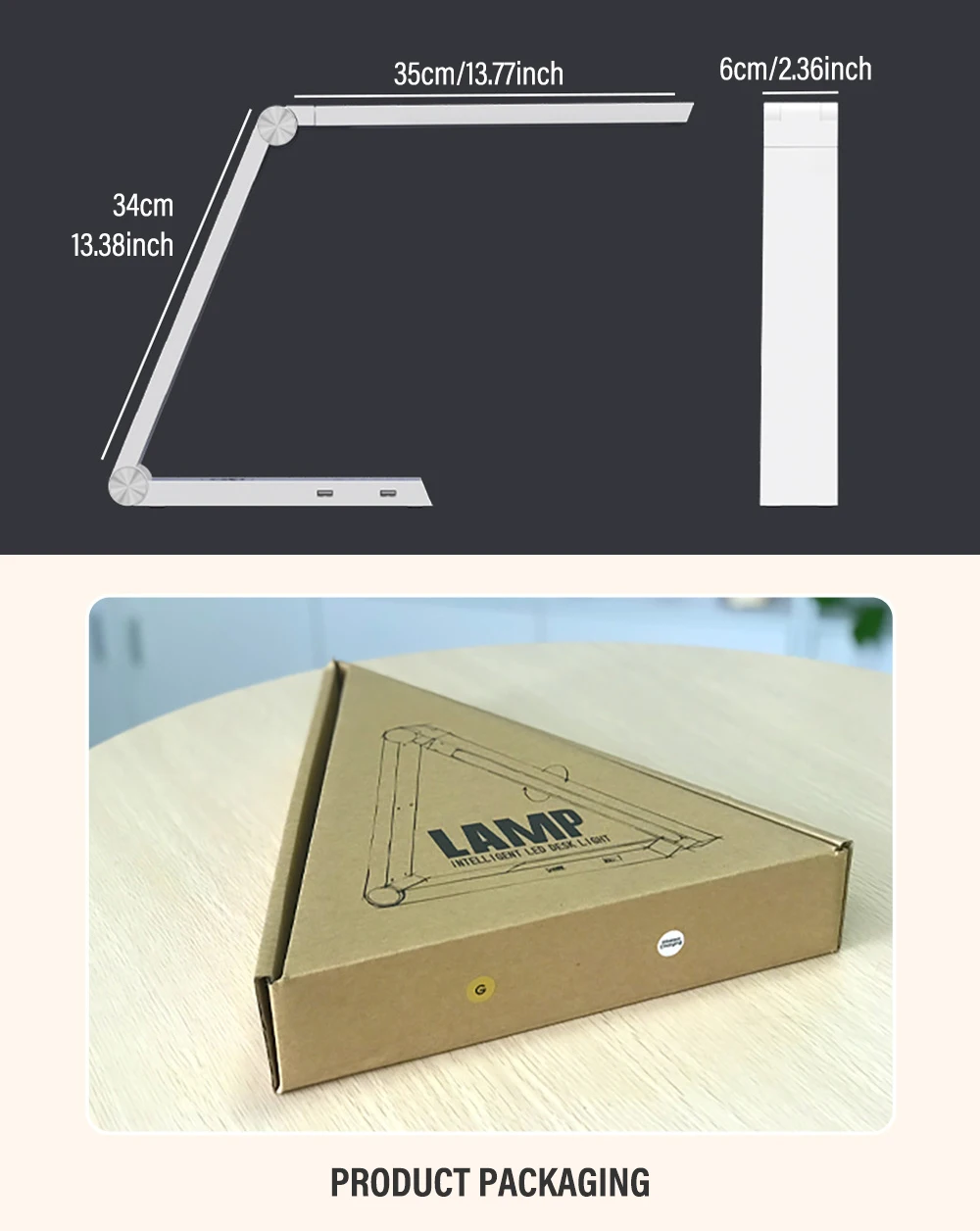 Lámpara de escritorio triangular única con carga inalámbrica Qi, lámpara de mesa de lectura LED para oficina, protección ocular, decoración de dormitorio de estudiantes, 10W