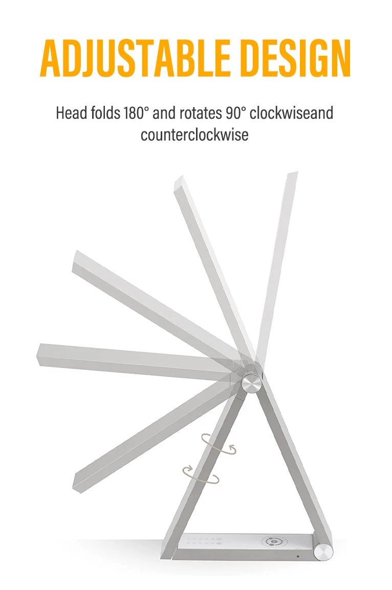 Lámpara de escritorio triangular única con carga inalámbrica Qi, lámpara de mesa de lectura LED para oficina, protección ocular, decoración de dormitorio de estudiantes, 10W
