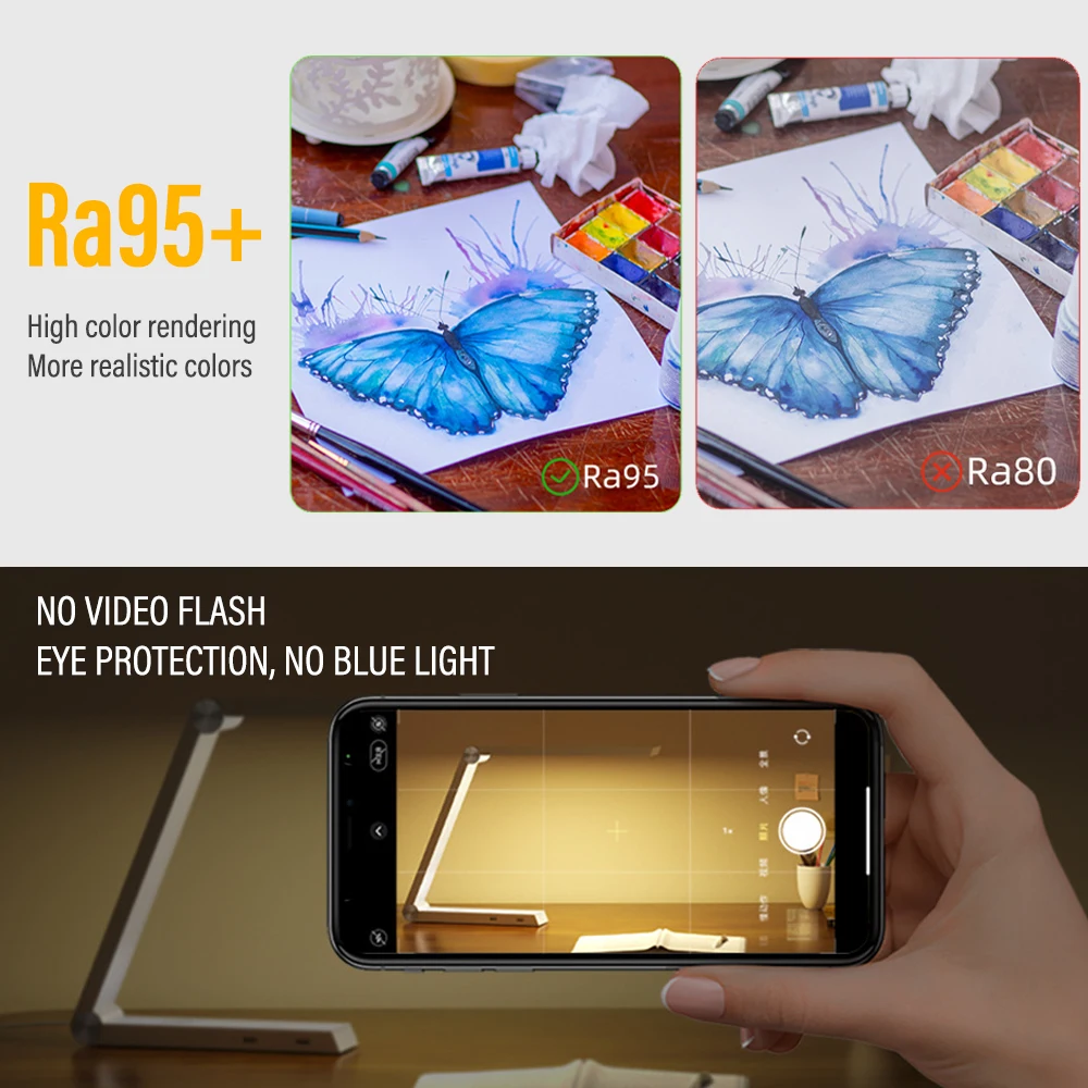 Lámpara de escritorio triangular única con carga inalámbrica Qi, lámpara de mesa de lectura LED para oficina, protección ocular, decoración de dormitorio de estudiantes, 10W