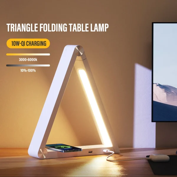 Lámpara de escritorio triangular única con carga inalámbrica  10W