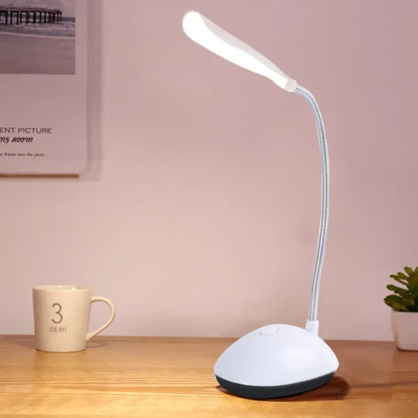 Lámpara de mesa LED para estudio, Mini linterna de mesa atenuable con 3 pilas AAA.