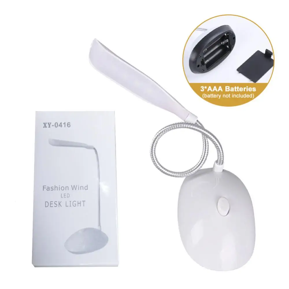 Lámpara de mesa LED para estudio, Mini linterna de mesa atenuable con 3 pilas AAA, bonita Luz de libro flexible inteligente para oficina