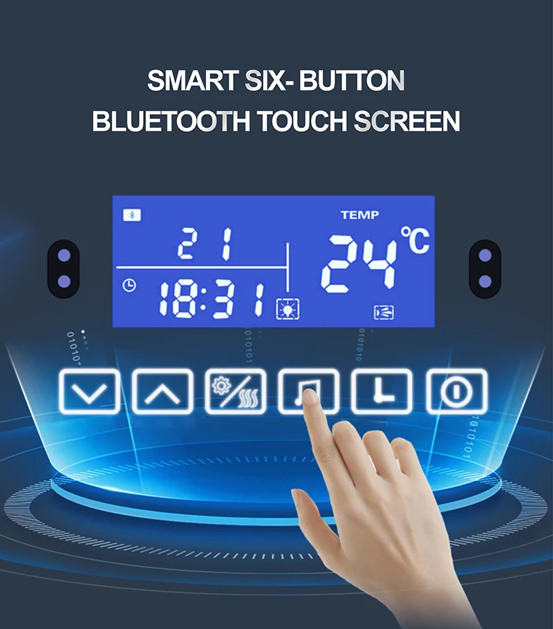 Espejo de baño rectangular de inducción del cuerpo humano, Bluetooth, LED de 3 colores, atenuador, desempañamiento, pantalla de tiempo y temperatura Espejo de baño rectangular de inducción del cuerpo humano, Bluetooth, LED de 3 colores, atenuador, desempañamiento, pantalla de tiempo y temperatura