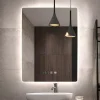 Espejo de baño rectangular de inducción del cuerpo humano, Bluetooth, LED de 3 colores