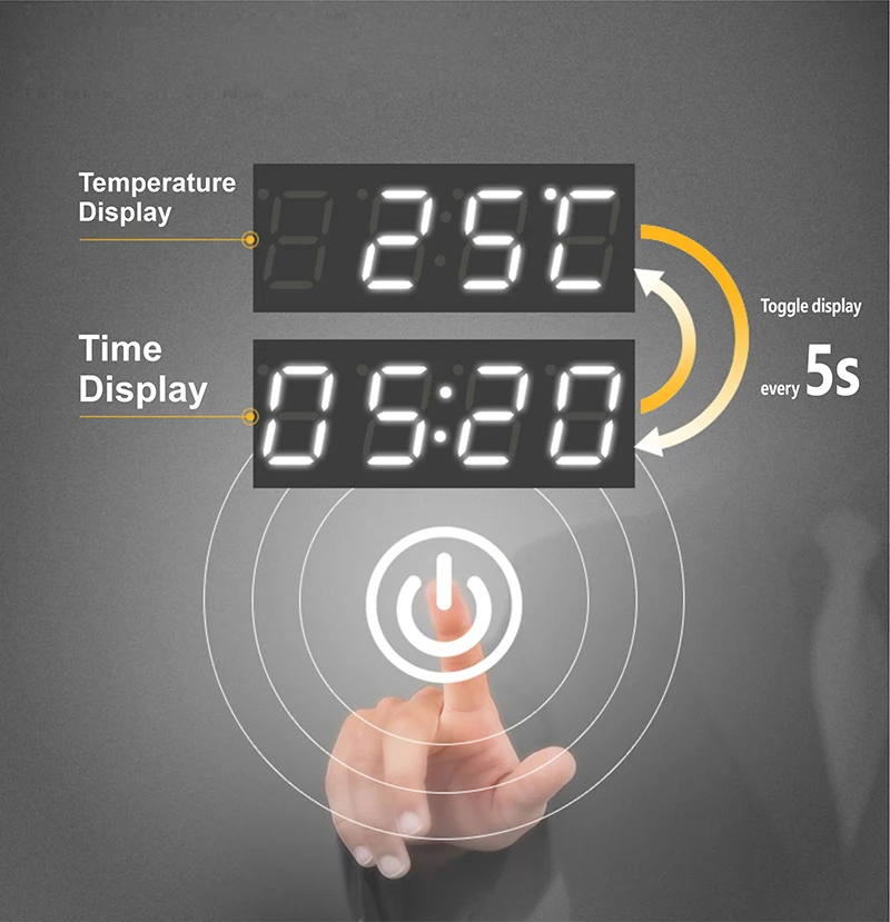 Espejo de baño rectangular de inducción del cuerpo humano, Bluetooth, LED de 3 colores, atenuador, desempañamiento, pantalla de tiempo y temperatura Espejo de baño rectangular de inducción del cuerpo humano, Bluetooth, LED de 3 colores, atenuador, desempañamiento, pantalla de tiempo y temperatura