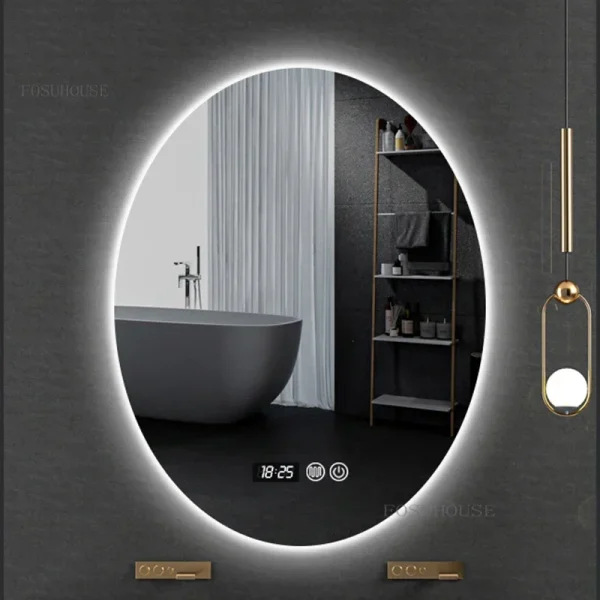 Espejos de baño ovalados inteligentes modernos para el hogar, minimalistas.