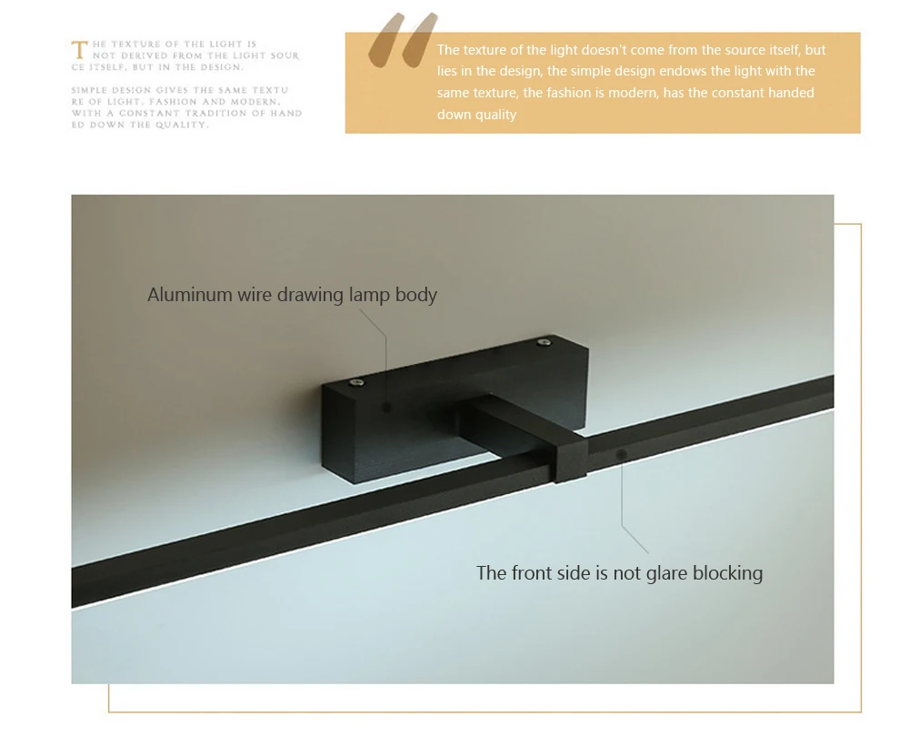 Lámpara LED de pared para cuarto de baño, luz moderna de aluminio en tres colores, blanco y negro, accesorio de lámpara de línea de espejo