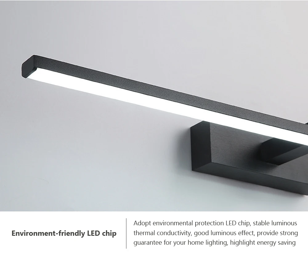 Lámpara LED de pared para cuarto de baño, luz moderna de aluminio en tres colores, blanco y negro, accesorio de lámpara de línea de espejo