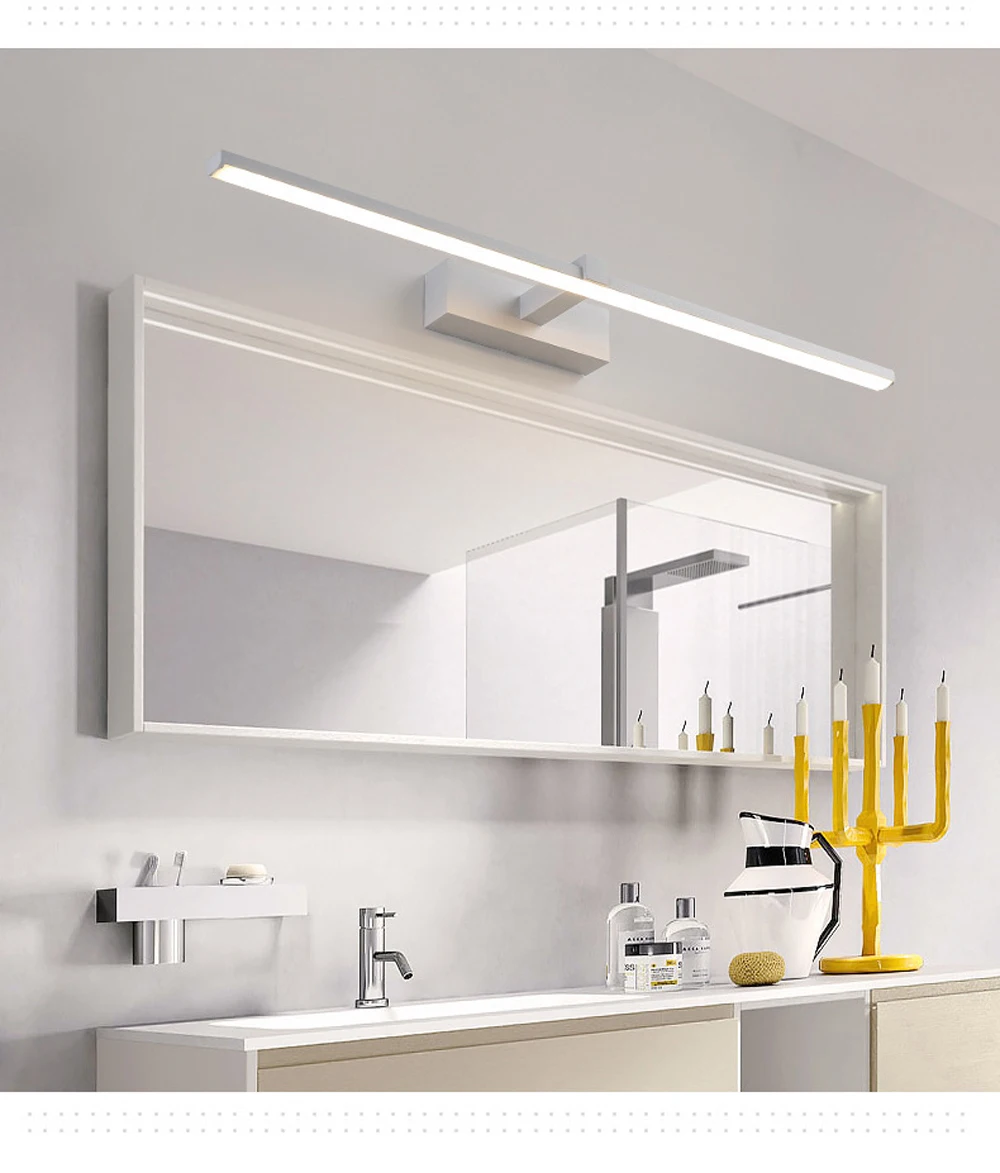 Lámpara LED de pared para cuarto de baño, luz moderna de aluminio en tres colores, blanco y negro, accesorio de lámpara de línea de espejo