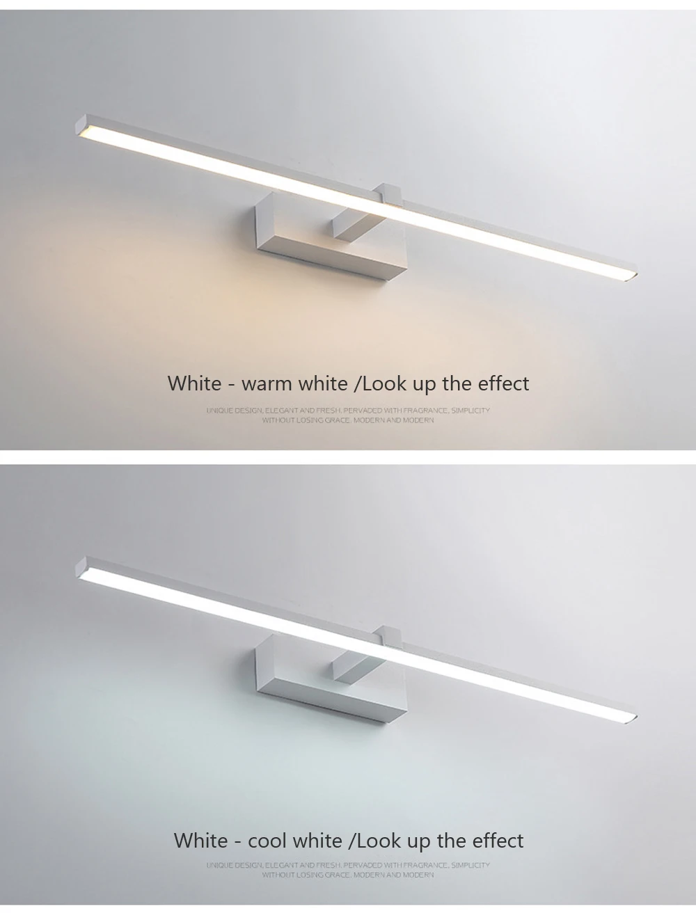 Lámpara LED de pared para cuarto de baño, luz moderna de aluminio en tres colores, blanco y negro, accesorio de lámpara de línea de espejo