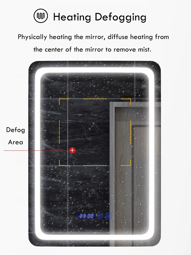 Espejo de baño inteligente con luz LED para decoración del hogar, retroiluminación vertical con Altavoz Bluetooth, para maquillaje, 50x70CM
