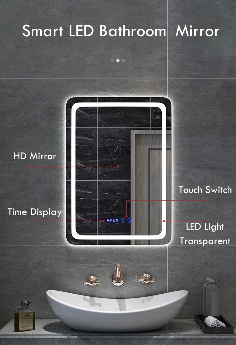 Espejo de baño inteligente con luz LED para decoración del hogar, retroiluminación vertical con Altavoz Bluetooth, para maquillaje, 50x70CM