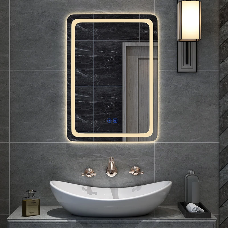 Espejo de baño inteligente con luz LED para decoración del hogar, retroiluminación vertical con Altavoz Bluetooth, para maquillaje, 50x70CM