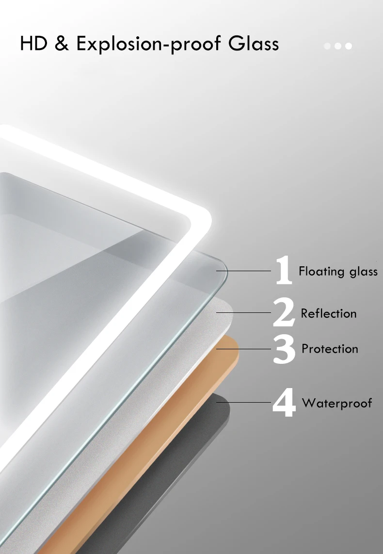 Espejo de baño inteligente con luz LED para decoración del hogar, retroiluminación vertical con Altavoz Bluetooth, para maquillaje, 50x70CM