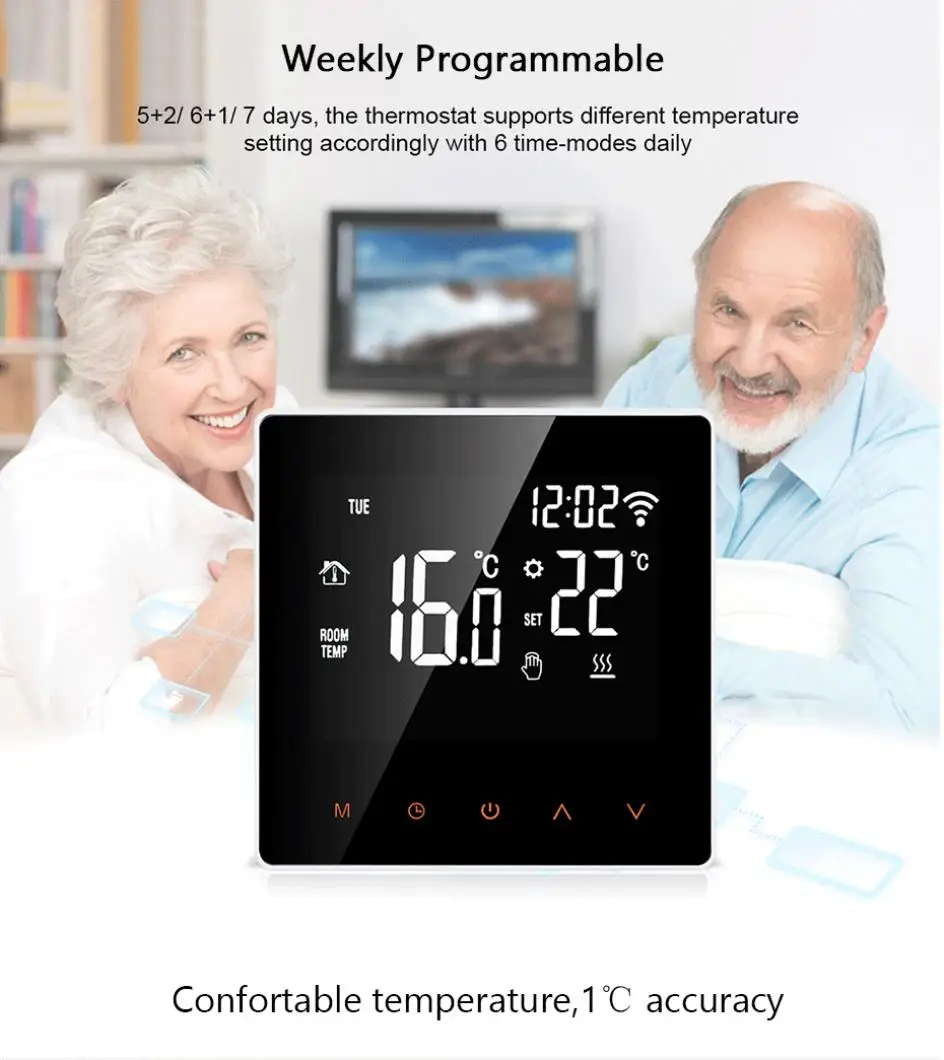 Termostato inteligente Tuya WiFi, controlador de temperatura para calefacción eléctrica de suelo, Caldera de agua/Gas, funciona con voz para Google Home, nuevo Termostato inteligente Tuya WiFi, controlador de temperatura para calefacción eléctrica de suelo, Caldera de agua/Gas, funciona con voz para Google Home, nuevo