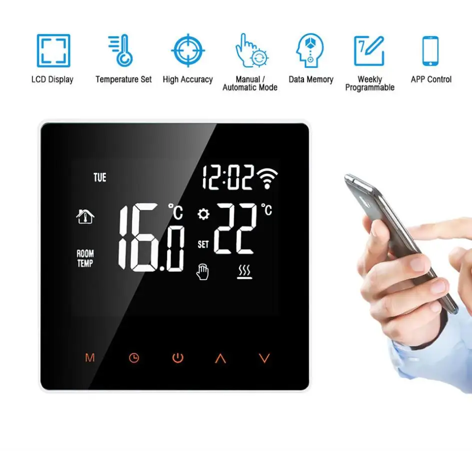 Termostato inteligente Tuya WiFi, controlador de temperatura para calefacción eléctrica de suelo, Caldera de agua/Gas, funciona con voz para Google Home, nuevo Termostato inteligente Tuya WiFi, controlador de temperatura para calefacción eléctrica de suelo, Caldera de agua/Gas, funciona con voz para Google Home, nuevo