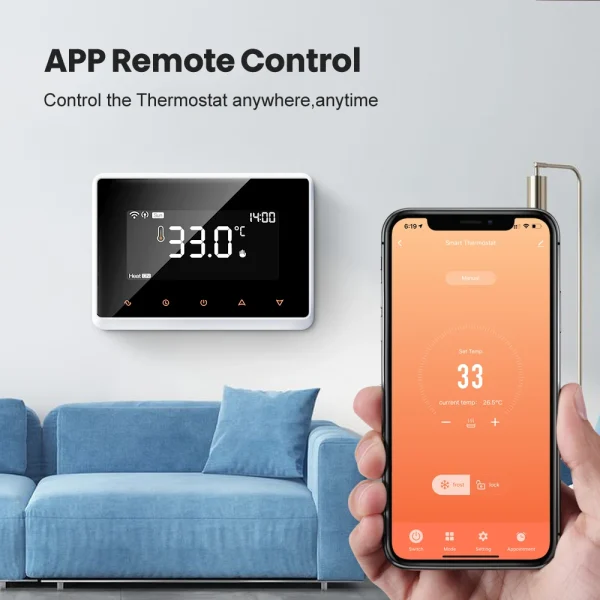Controlador de temperatura inteligente Tuya RF, termostato inalámbrico WiFii para caldera de Gas.