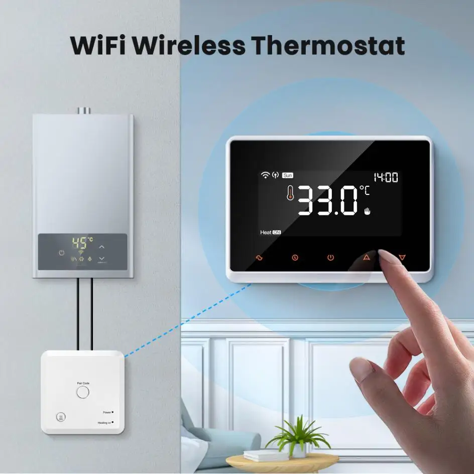 Controlador de temperatura inteligente Tuya RF, termostato inalámbrico WiFii para caldera de Gas, calefacción de agua, funciona con Alexa y Google Home, nuevo Controlador de temperatura inteligente Tuya RF, termostato inalámbrico WiFii para caldera de Gas, calefacción de agua, funciona con Alexa y Google Home, nuevo