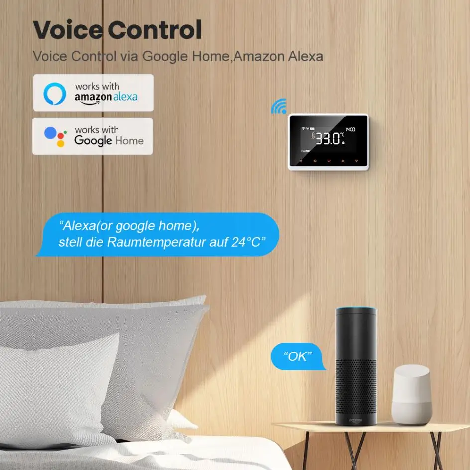 Controlador de temperatura inteligente Tuya RF, termostato inalámbrico WiFii para caldera de Gas, calefacción de agua, funciona con Alexa y Google Home, nuevo Controlador de temperatura inteligente Tuya RF, termostato inalámbrico WiFii para caldera de Gas, calefacción de agua, funciona con Alexa y Google Home, nuevo