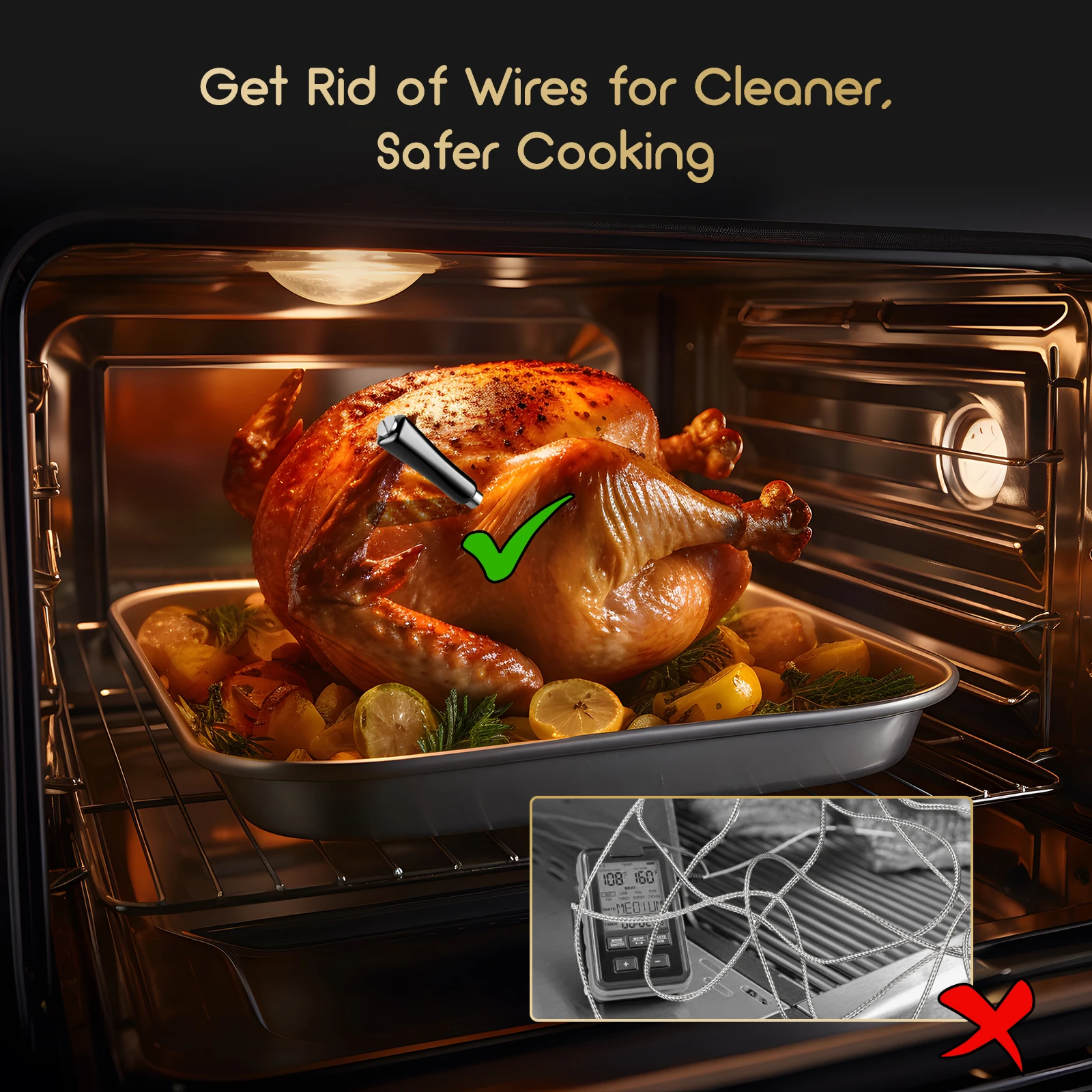 INKBIRD-termómetro 2 en 1 para cocinar alimentos, dispositivo inalámbrico con Bluetooth, para carne, Control por aplicación inteligente de temperatura, parrilla de horno