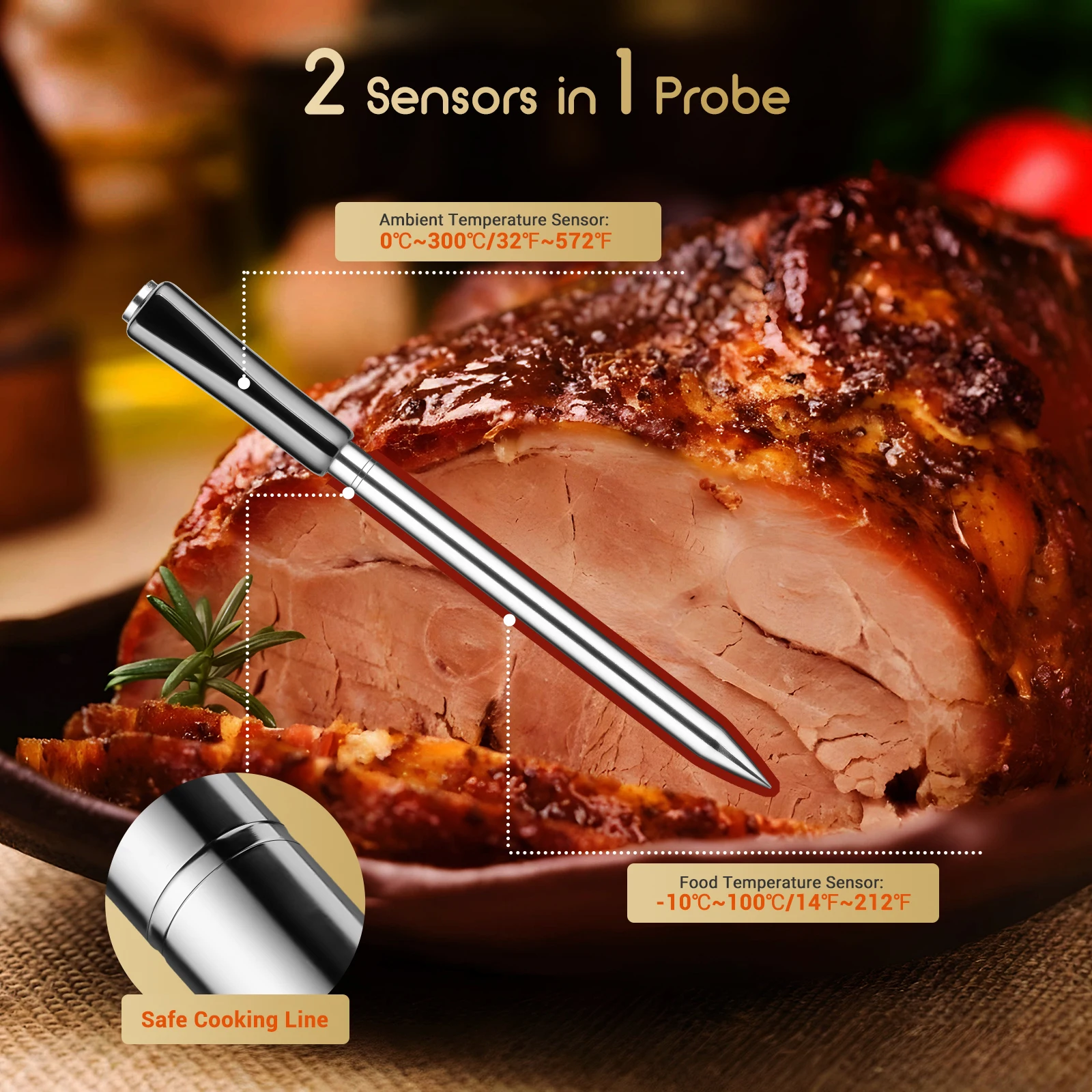 INKBIRD-termómetro 2 en 1 para cocinar alimentos, dispositivo inalámbrico con Bluetooth, para carne, Control por aplicación inteligente de temperatura, parrilla de horno