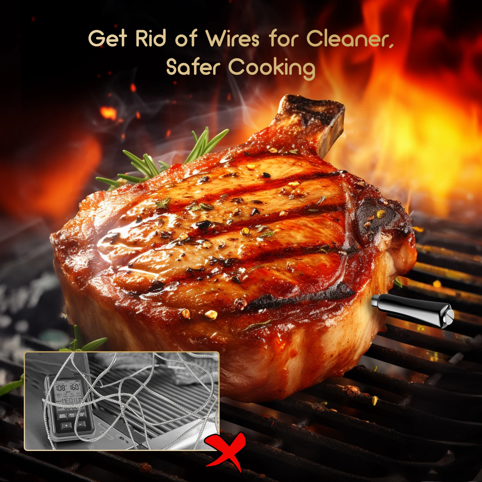 INKBIRD-termómetro 2 en 1 para cocinar alimentos, dispositivo inalámbrico con Bluetooth, para carne, Control por aplicación inteligente de temperatura, parrilla de horno