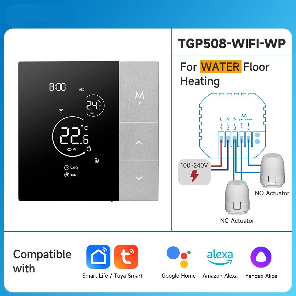 Termostato WiFi con Tuya Smart Home, termorregulador para calefacción por suelo radiante, controlador de temperatura eléctrico cálido y Alice Alexa