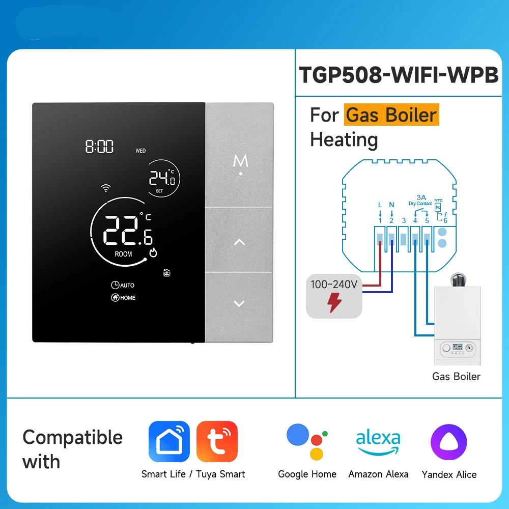 Termostato WiFi con Tuya Smart Home, termorregulador para calefacción por suelo radiante, controlador de temperatura eléctrico cálido y Alice Alexa