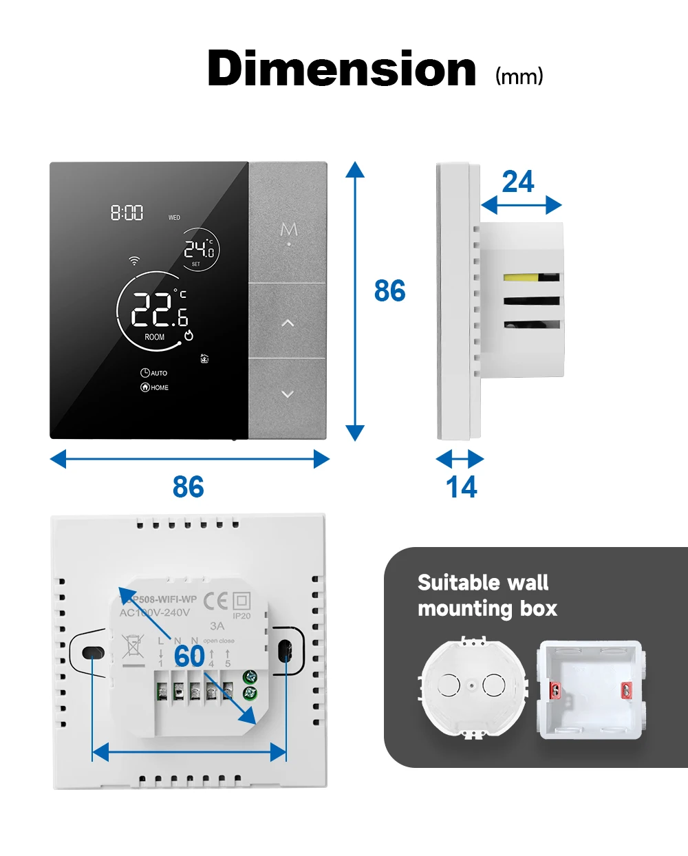 Termostato WiFi con Tuya Smart Home, termorregulador para calefacción por suelo radiante, controlador de temperatura eléctrico cálido y Alice Alexa Termostato WiFi con Tuya Smart Home, termorregulador para calefacción por suelo radiante, controlador de temperatura eléctrico cálido y Alice Alexa
