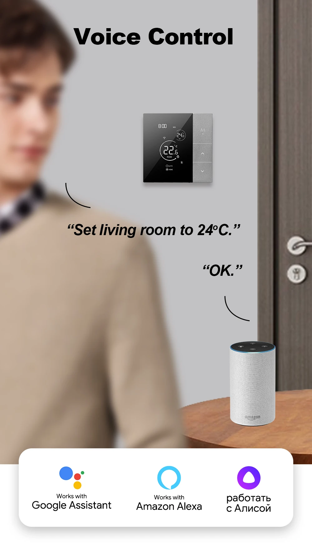 Termostato WiFi con Tuya Smart Home, termorregulador para calefacción por suelo radiante, controlador de temperatura eléctrico cálido y Alice Alexa Termostato WiFi con Tuya Smart Home, termorregulador para calefacción por suelo radiante, controlador de temperatura eléctrico cálido y Alice Alexa