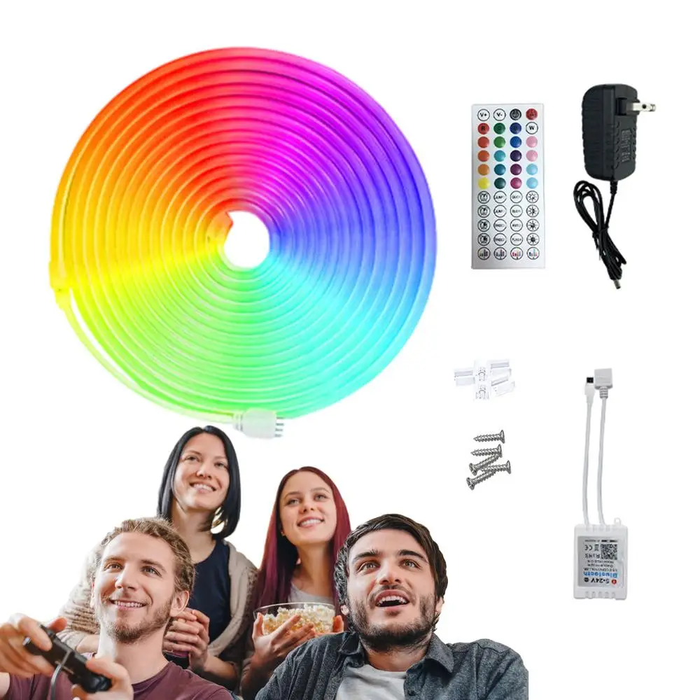 Cadena de luces de cuerda Musical con Control remoto, luces LED que cambian de Color para interiores y exteriores, luces de cuerda de neón para