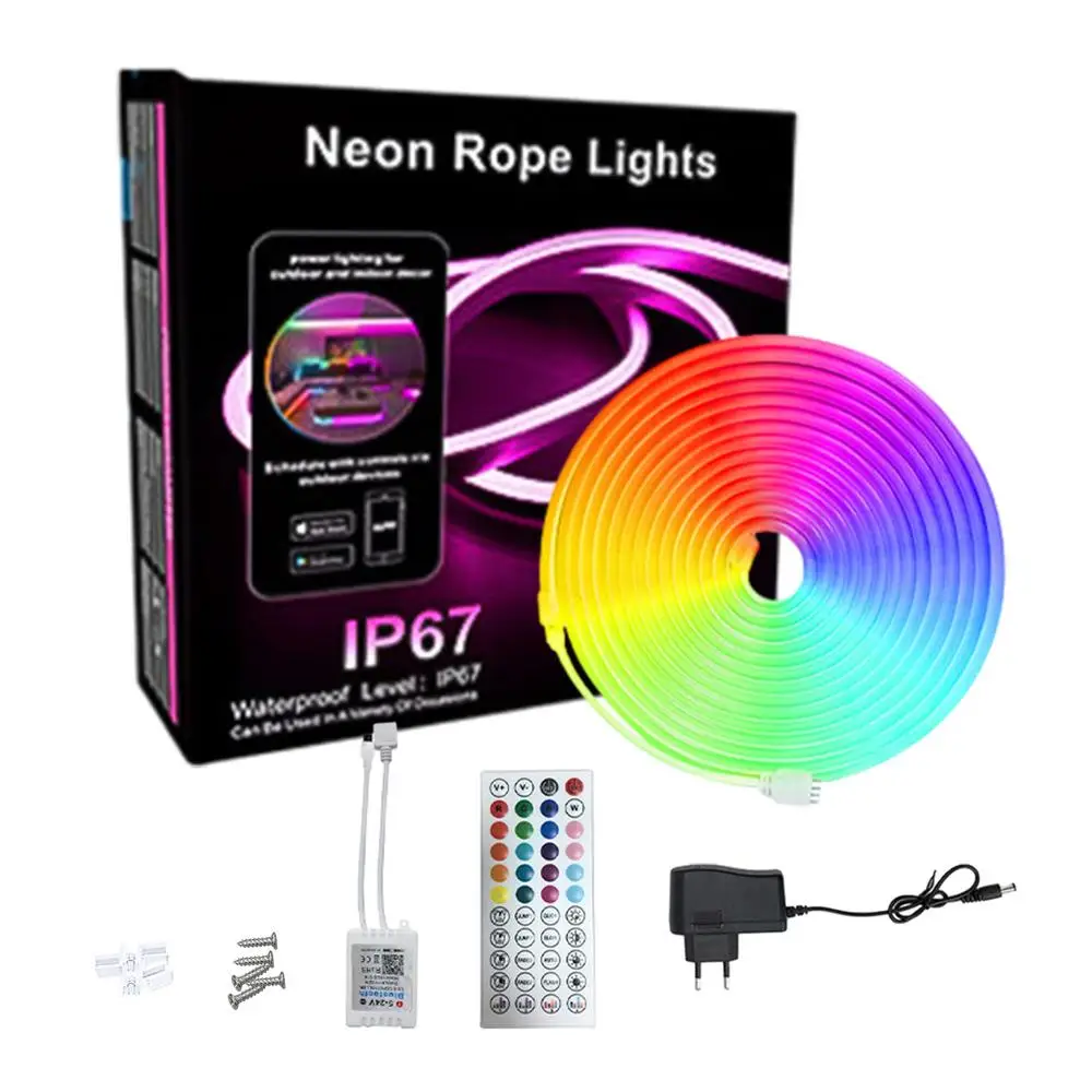 Cadena de luces de cuerda Musical con Control remoto, luces LED que cambian de Color para interiores y exteriores, luces de cuerda de neón para