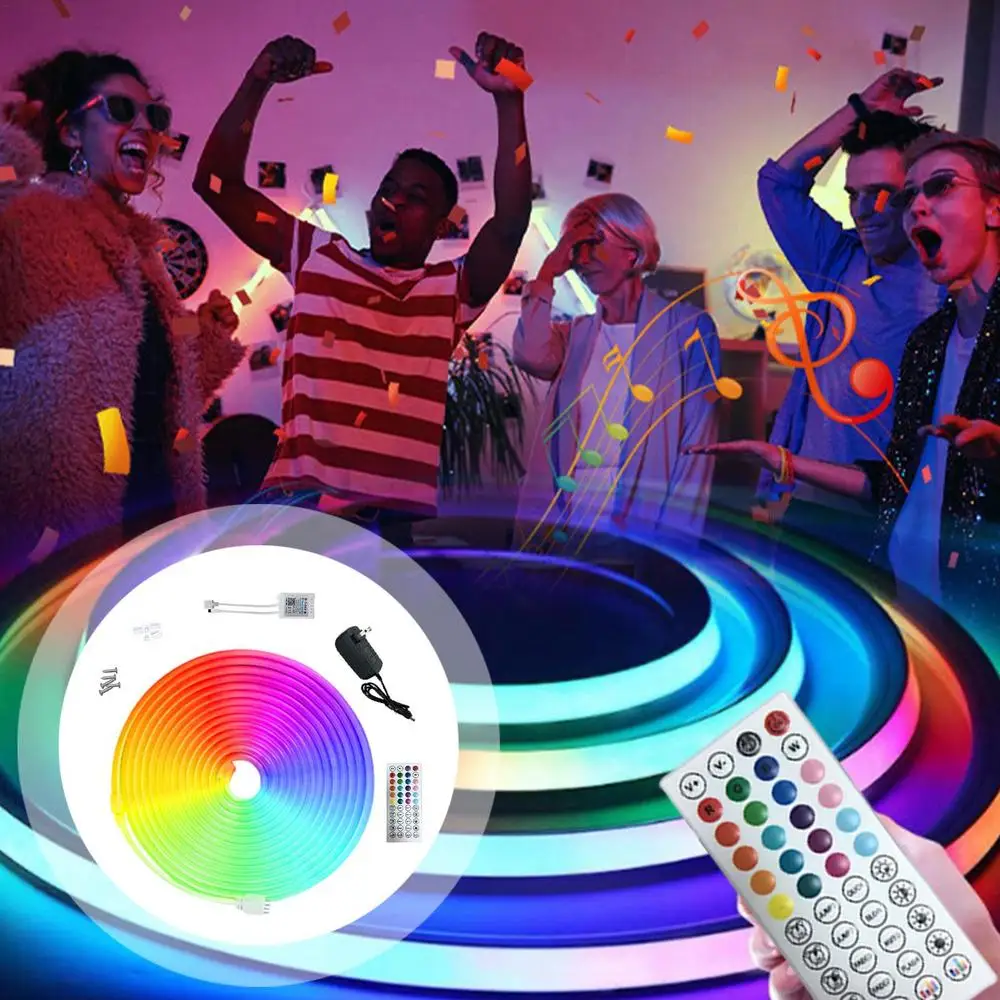 Cadena de luces de cuerda Musical con Control remoto, luces LED que cambian de Color para interiores y exteriores, luces de cuerda de neón para