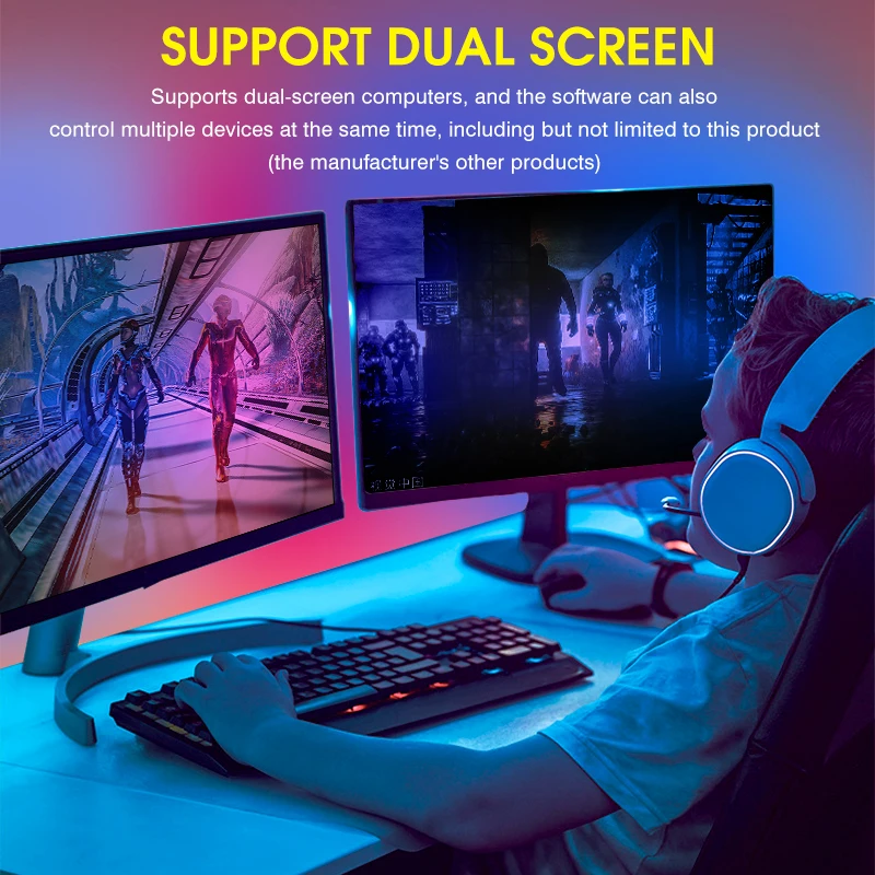 Tira de luces LED de colores para retroiluminación de Monitor de ordenador, luz ambiental de sincronización en tiempo Real, lámpara de ambiente de juego para Monitor de 24-34 pulgadas, 1-4 piezas Tira de luces LED de colores para retroiluminación de Monitor de ordenador, luz ambiental de sincronización en tiempo Real, lámpara de ambiente de juego para Monitor de 24-34 pulgadas, 1-4 piezas