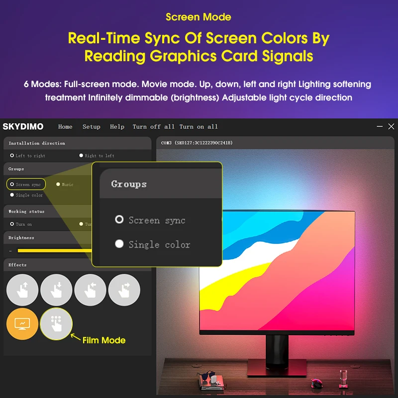 Tira de luces LED de colores para retroiluminación de Monitor de ordenador, luz ambiental de sincronización en tiempo Real, lámpara de ambiente de juego para Monitor de 24-34 pulgadas, 1-4 piezas Tira de luces LED de colores para retroiluminación de Monitor de ordenador, luz ambiental de sincronización en tiempo Real, lámpara de ambiente de juego para Monitor de 24-34 pulgadas, 1-4 piezas