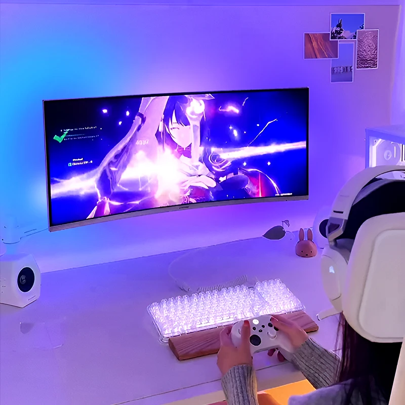 Tira de luces LED de colores para retroiluminación de Monitor de ordenador, luz ambiental de sincronización en tiempo Real, lámpara de ambiente de juego para Monitor de 24-34 pulgadas, 1-4 piezas Tira de luces LED de colores para retroiluminación de Monitor de ordenador, luz ambiental de sincronización en tiempo Real, lámpara de ambiente de juego para Monitor de 24-34 pulgadas, 1-4 piezas