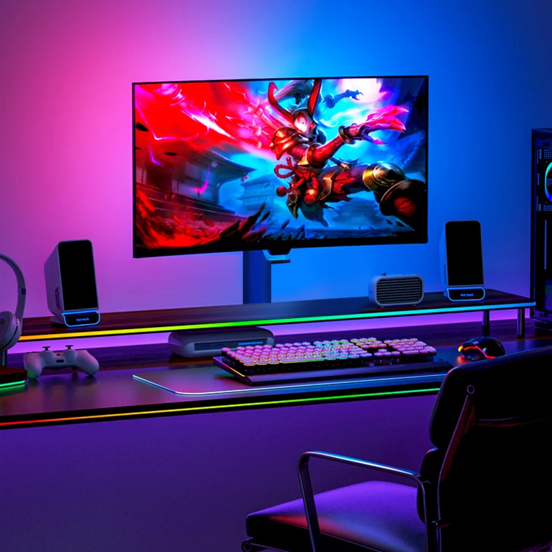 Tira de luces LED de colores para retroiluminación de Monitor de ordenador, luz ambiental de sincronización en tiempo Real, lámpara de ambiente de juego para Monitor de 24-34 pulgadas, 1-4 piezas Tira de luces LED de colores para retroiluminación de Monitor de ordenador, luz ambiental de sincronización en tiempo Real, lámpara de ambiente de juego para Monitor de 24-34 pulgadas, 1-4 piezas