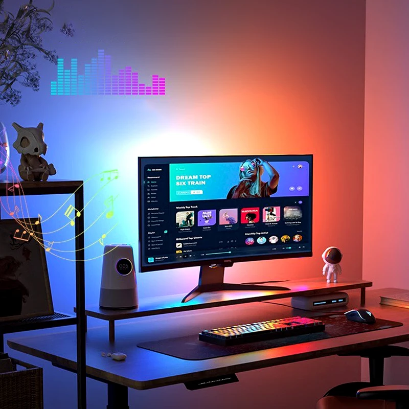 Tira de luces LED de colores para retroiluminación de Monitor de ordenador, luz ambiental de sincronización en tiempo Real, lámpara de ambiente de juego para Monitor de 24-34 pulgadas, 1-4 piezas Tira de luces LED de colores para retroiluminación de Monitor de ordenador, luz ambiental de sincronización en tiempo Real, lámpara de ambiente de juego para Monitor de 24-34 pulgadas, 1-4 piezas