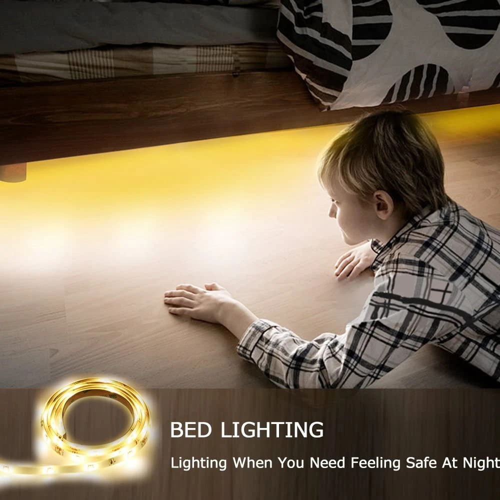 Cinta de luz LED con Sensor de movimiento para armario de cocina, tira de luz no impermeable, inalámbrica, PIR, con batería, para escaleras y armario Cinta de luz LED con Sensor de movimiento para armario de cocina, tira de luz no impermeable, inalámbrica, PIR, con batería, para escaleras y armario